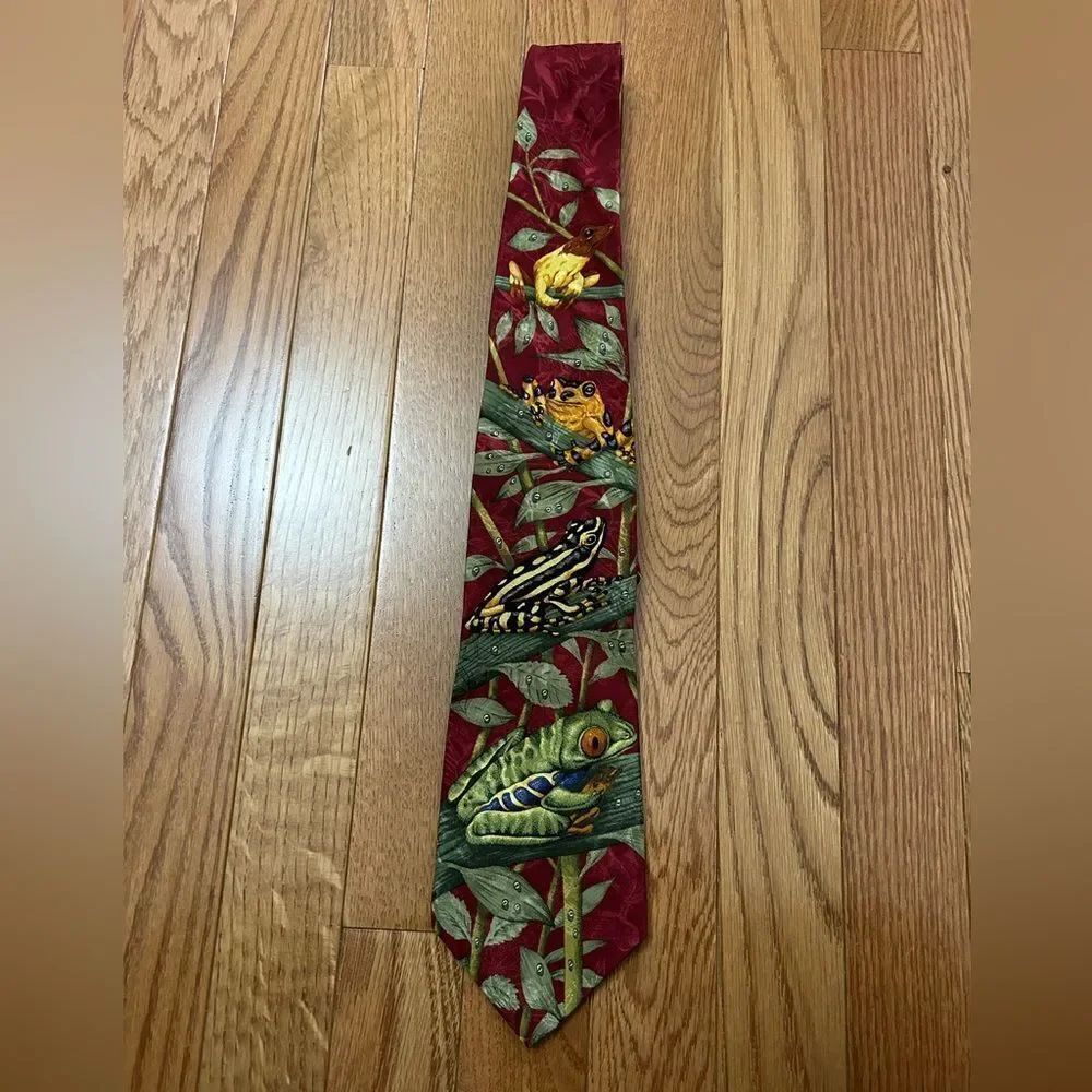 Vintage Tree Frog Silk Neck Tie